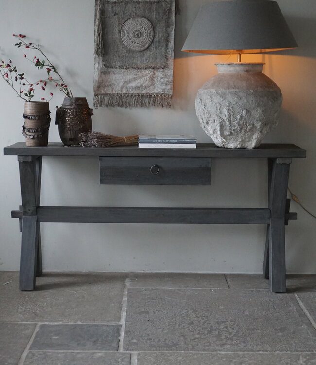 Rene Houtman Sidetable X-Poot Cross | Brown/Grey | H79xB160xD40 cm