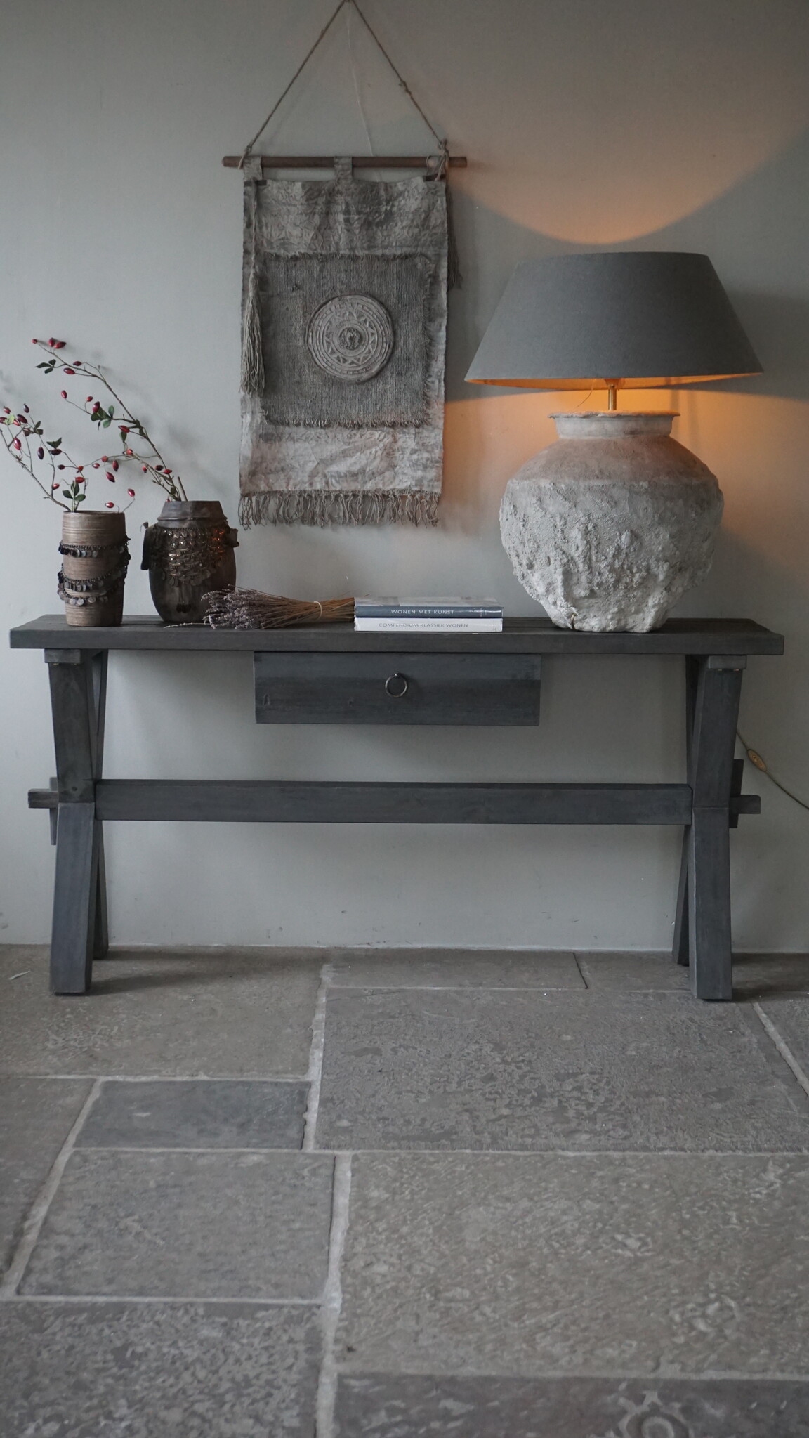 Rene Houtman Sidetable X-Poot Cross | Brown/Grey | H79xB160xD40 cm