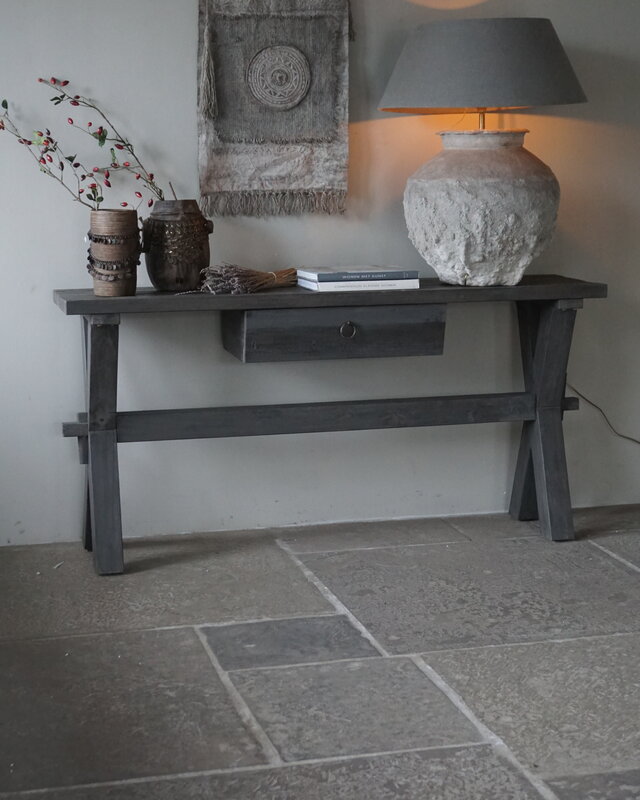 Rene Houtman Sidetable X-Poot Cross | Brown/Grey | H79xB160xD40 cm