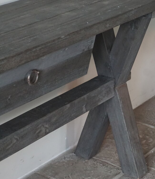 Rene Houtman Sidetable X-Poot Cross | Brown/Grey | H79xB160xD40 cm