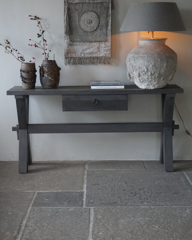 Rene Houtman Sidetable Cross X-Poot | Brown/Grey | H79xB160xD40 cm