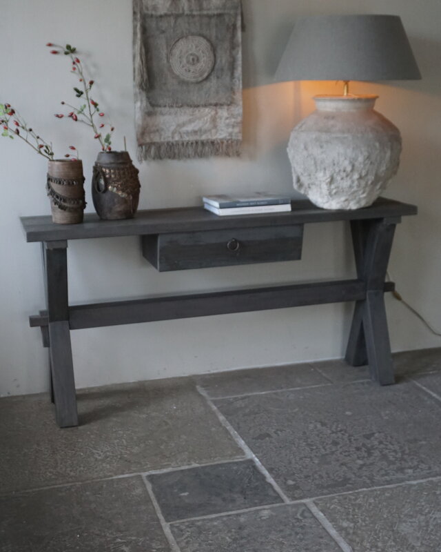Rene Houtman Sidetable Cross X-Poot | Brown/Grey | H79xB160xD40 cm