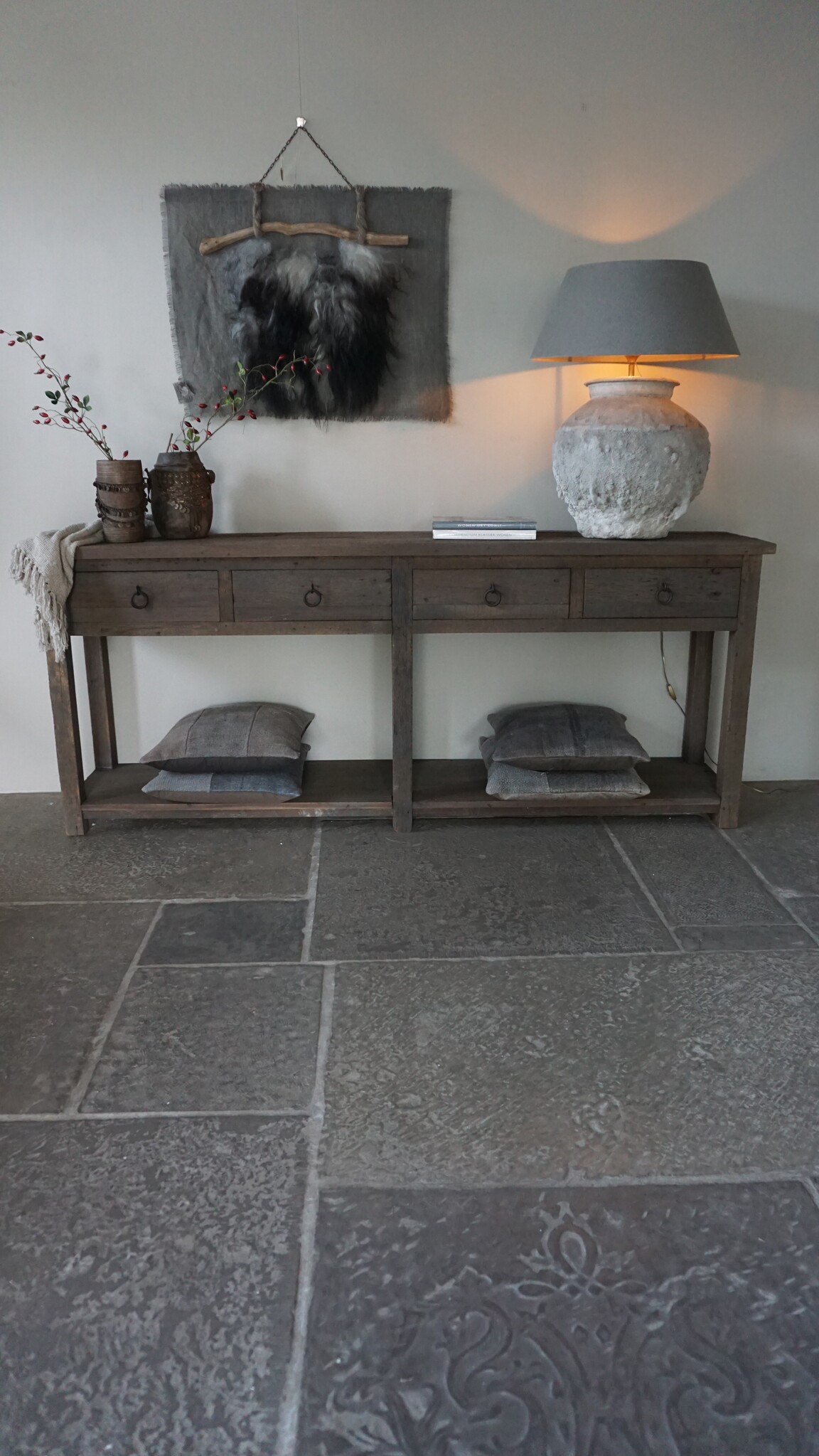 Rene Houtman Dressoir | Oud Hout | 4 Lades | H90xB220xD45 cm