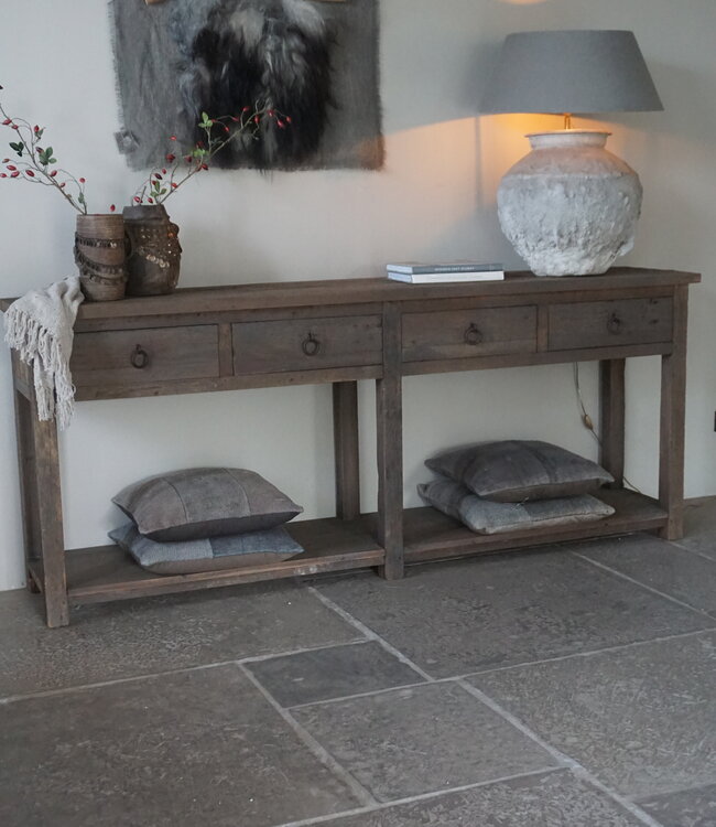 Rene Houtman Dressoir | Oud Hout | 4 Lades | H90xB220xD45 cm