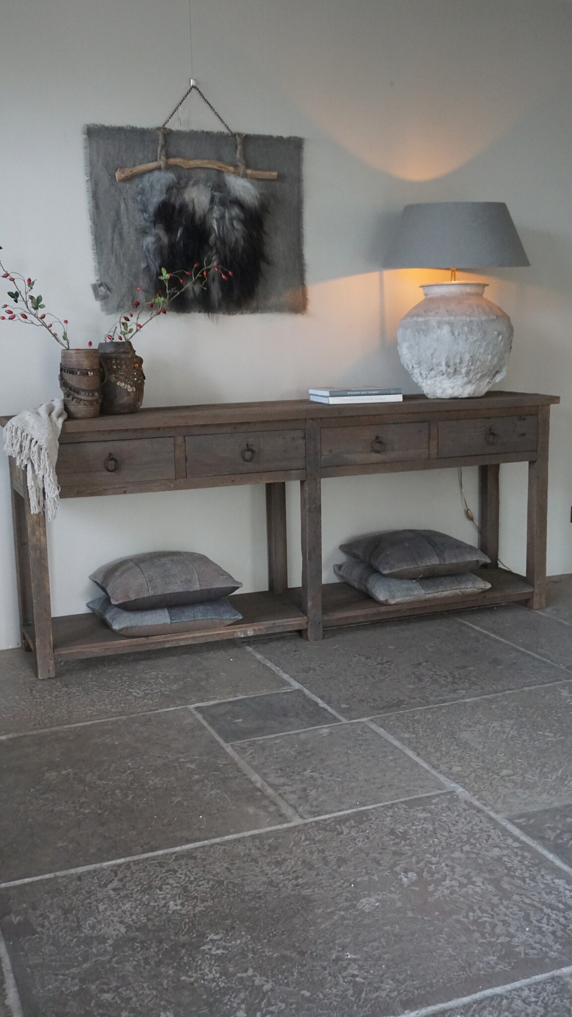 Rene Houtman Dressoir | Oud Hout | 4 Lades | H90xB220xD45 cm