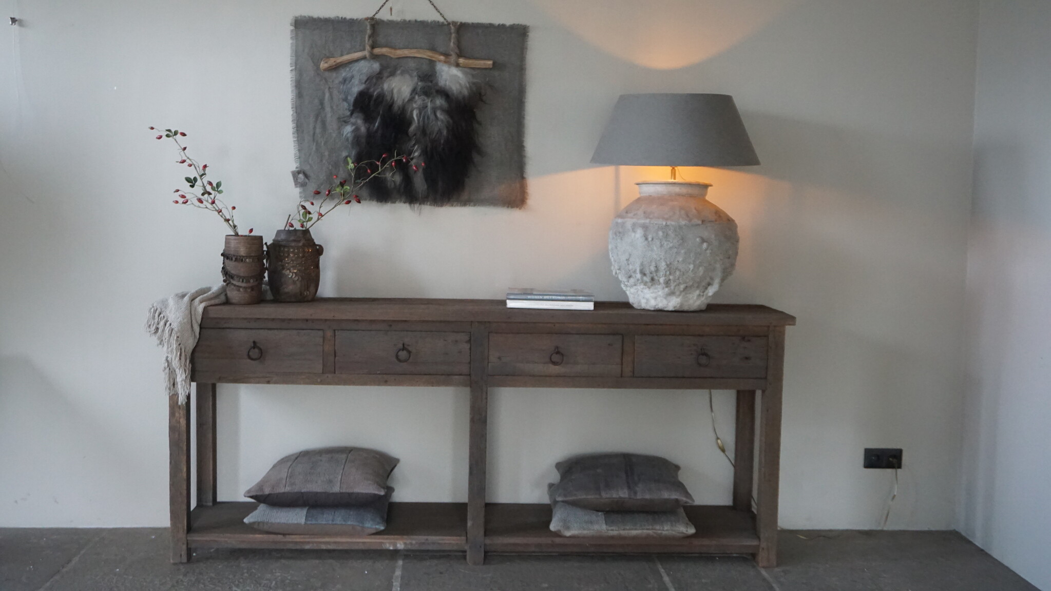 Rene Houtman Dressoir | Oud Hout | 4 Lades | H90xB220xD45 cm