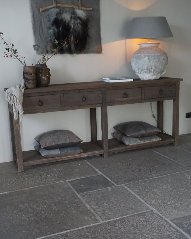 Rene Houtman Dressoir | Oud Hout | 4 Lades | H90xB220xD45 cm