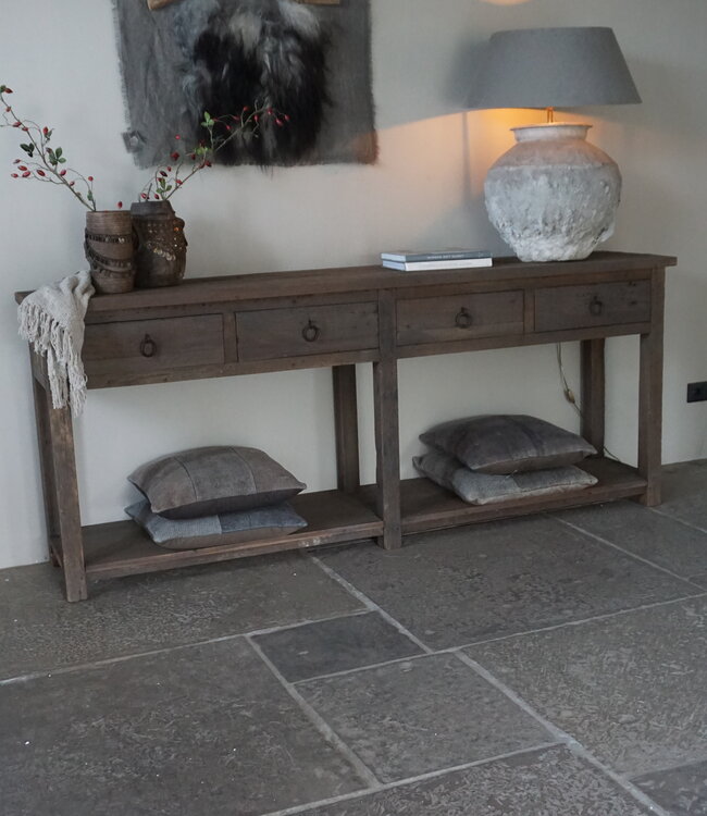 Rene Houtman Dressoir | Oud Hout | 4 Lades | H90xB220xD45 cm