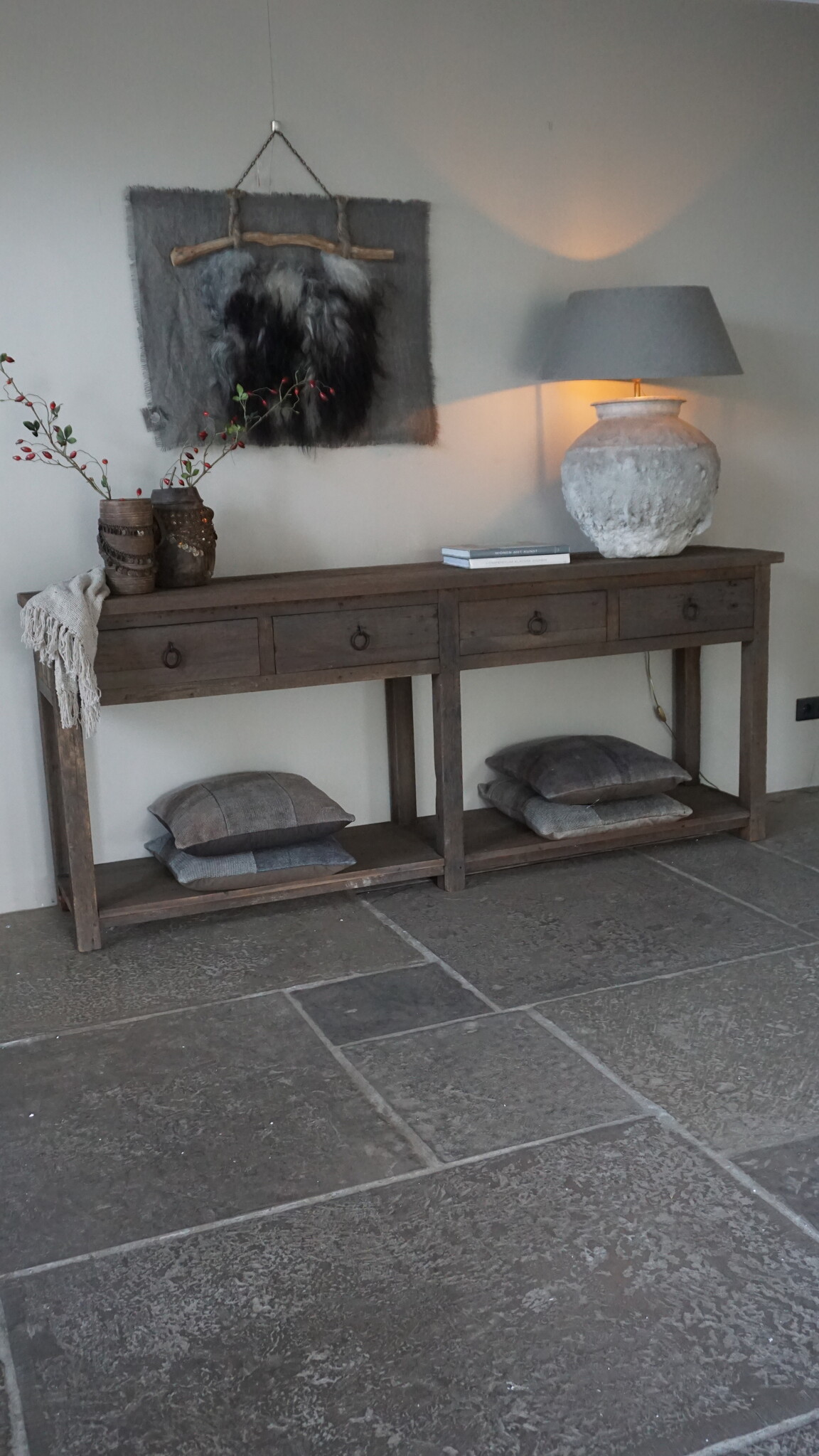 Rene Houtman Dressoir | Oud Hout | 4 Lades | H90xB220xD45 cm