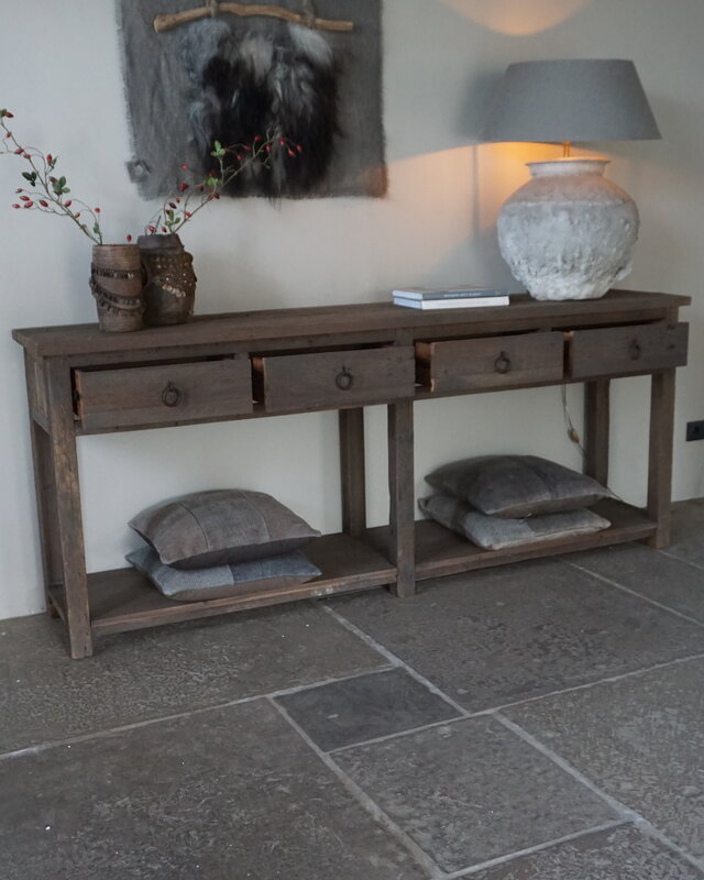 Rene Houtman Dressoir | Oud Hout | 4 Lades | H90xB220xD45 cm