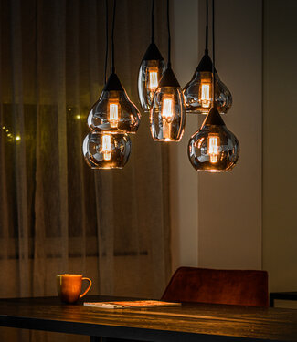 Starfurn Hanglamp 6-Lampen H340 Rook/Smokeglas