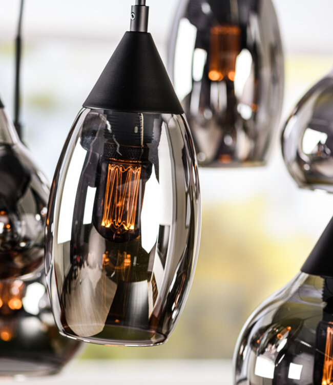 Starfurn Hanglamp 6-Lampen H340 Rook/Smokeglas