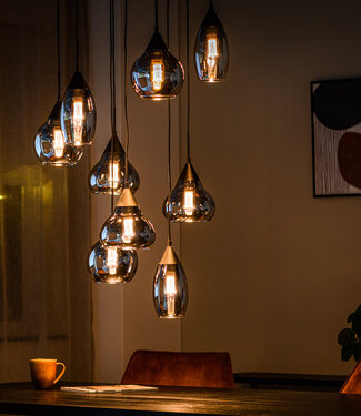 Starfurn Hanglamp Glas 9 Lichten H340 Rook/Smokeglas
