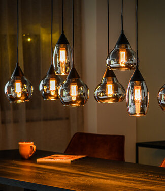Starfurn Hanglamp 8-lichten Smoke/Rookglas