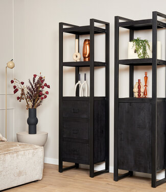 Starfurn Boekenkast Boaz | Zwart | Mangohout | 1 deur