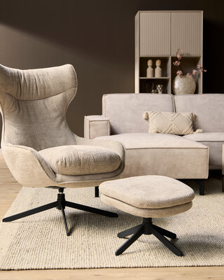 Starfurn Fauteuil Olivia | Taupe | 108x77x85 cm