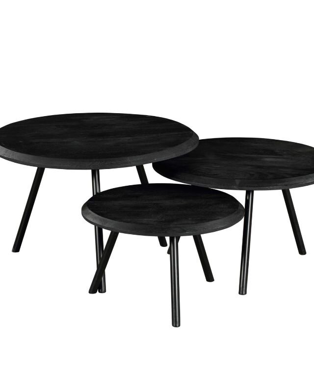 Starfurn Salontafel Ohio Zwart | Set Van 3 | Mangohout
