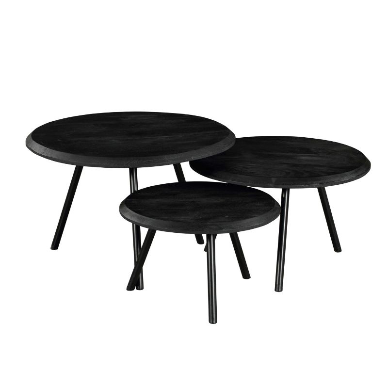 Starfurn Salontafel Ohio Zwart | Set Van 3 | Mangohout