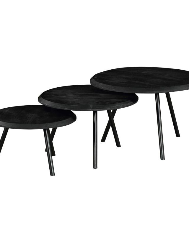 Starfurn Salontafel Ohio Zwart | Set Van 3 | Mangohout