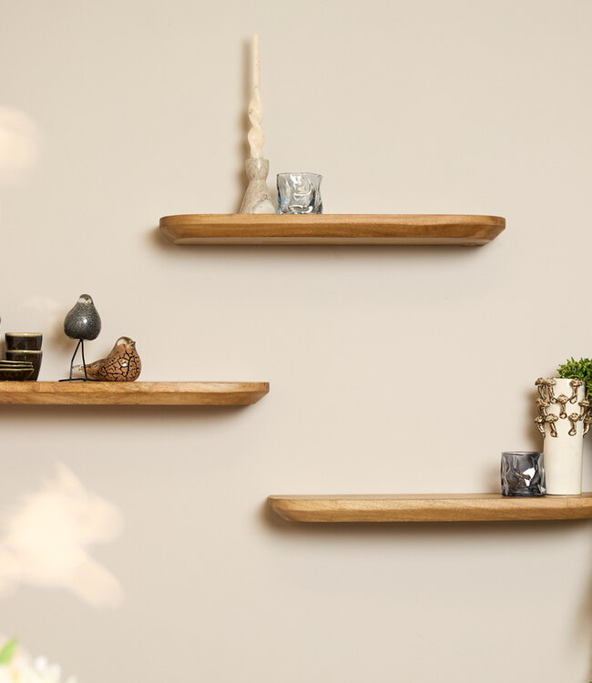 Starfurn Wandplank Gusta Naturel | Mangohout | Set van 3