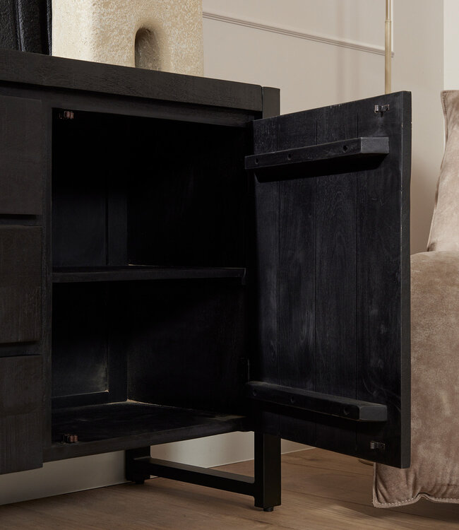 Starfurn Dressoir Boaz | Zwart | Mangohout | 80x160x40 cm