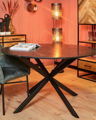 Starfurn Eettafel Lynn | Rond | Zwart Marmer | 130 CM
