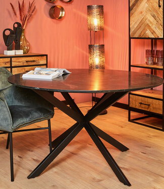 Starfurn Eettafel Lynn | Rond | Zwart Marmer | 130 CM