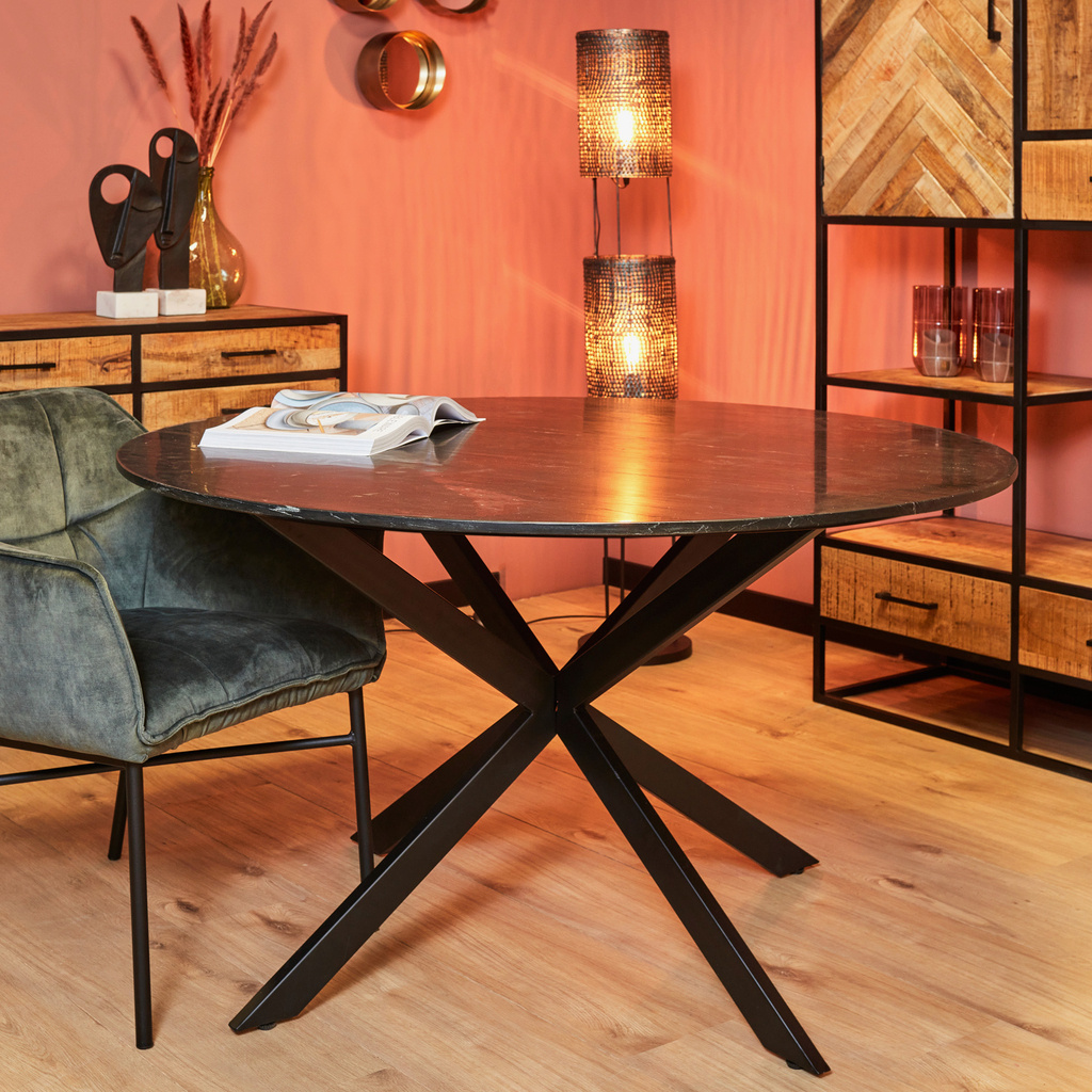 Starfurn Eettafel Lynn | Rond | Zwart Marmer | 130 CM