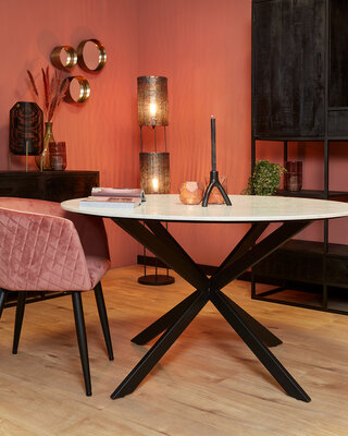 Starfurn Eettafel Lynn | Rond | Wit Marmer | 130 CM