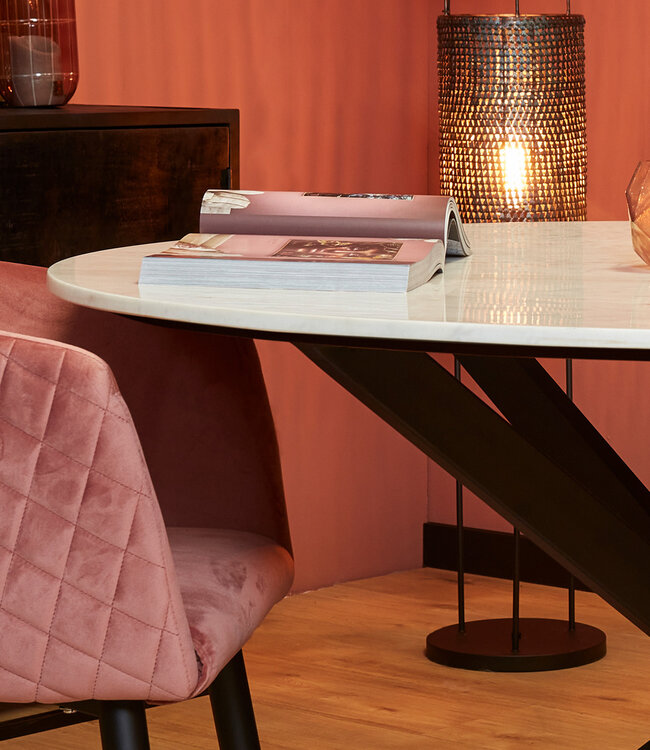 Starfurn Eettafel Lynn | Rond | Wit Marmer | 130 CM