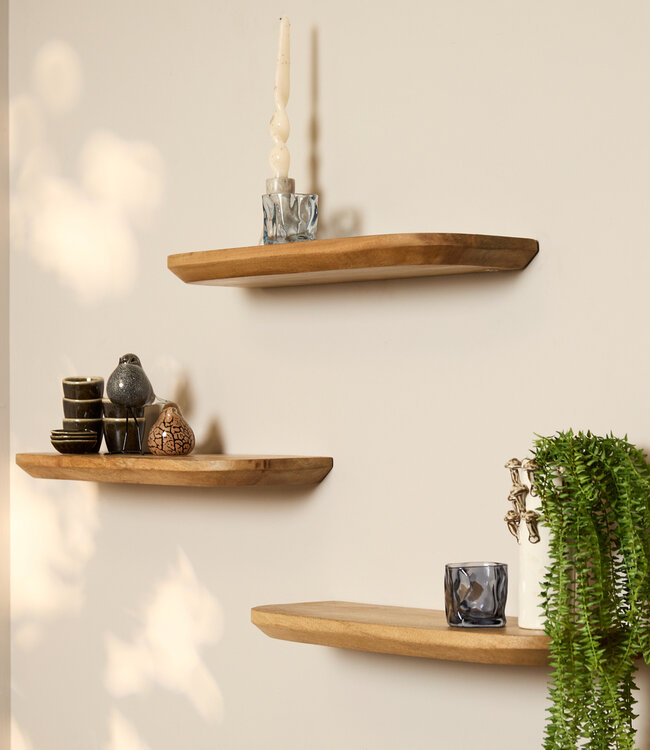 Starfurn Wandplank Gusta Naturel | Mangohout | Set van 3