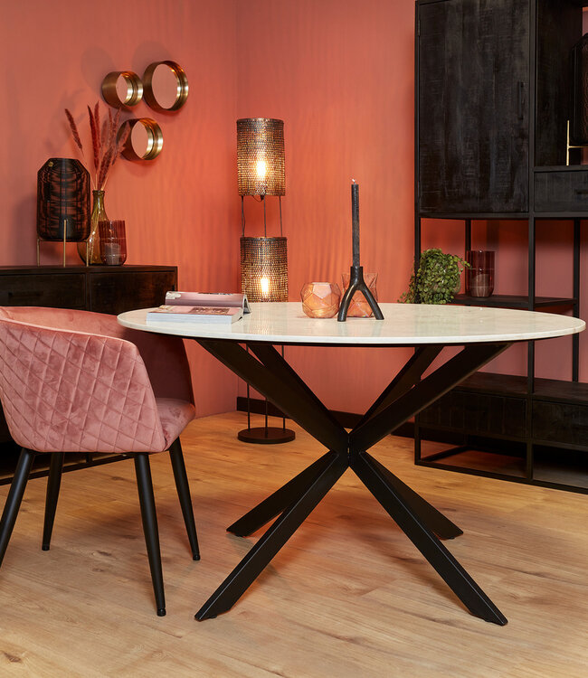 Starfurn Eettafel Lynn | Rond | Wit Marmer | 130 CM
