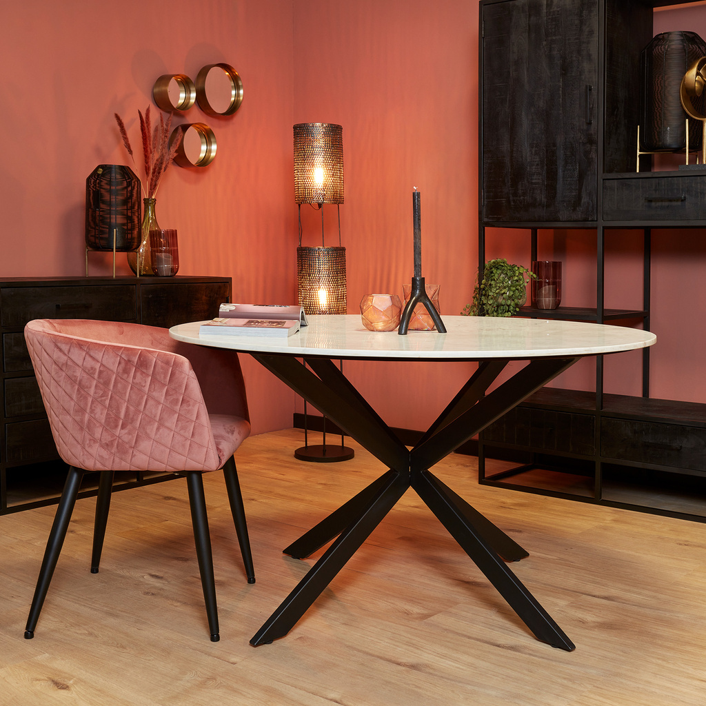 Starfurn Eettafel Lynn | Rond | Wit Marmer | 130 CM