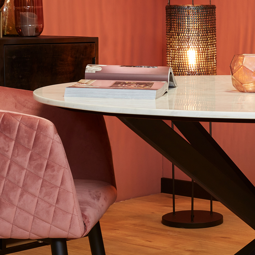 Starfurn Eettafel Lynn | Rond | Wit Marmer | 130 CM