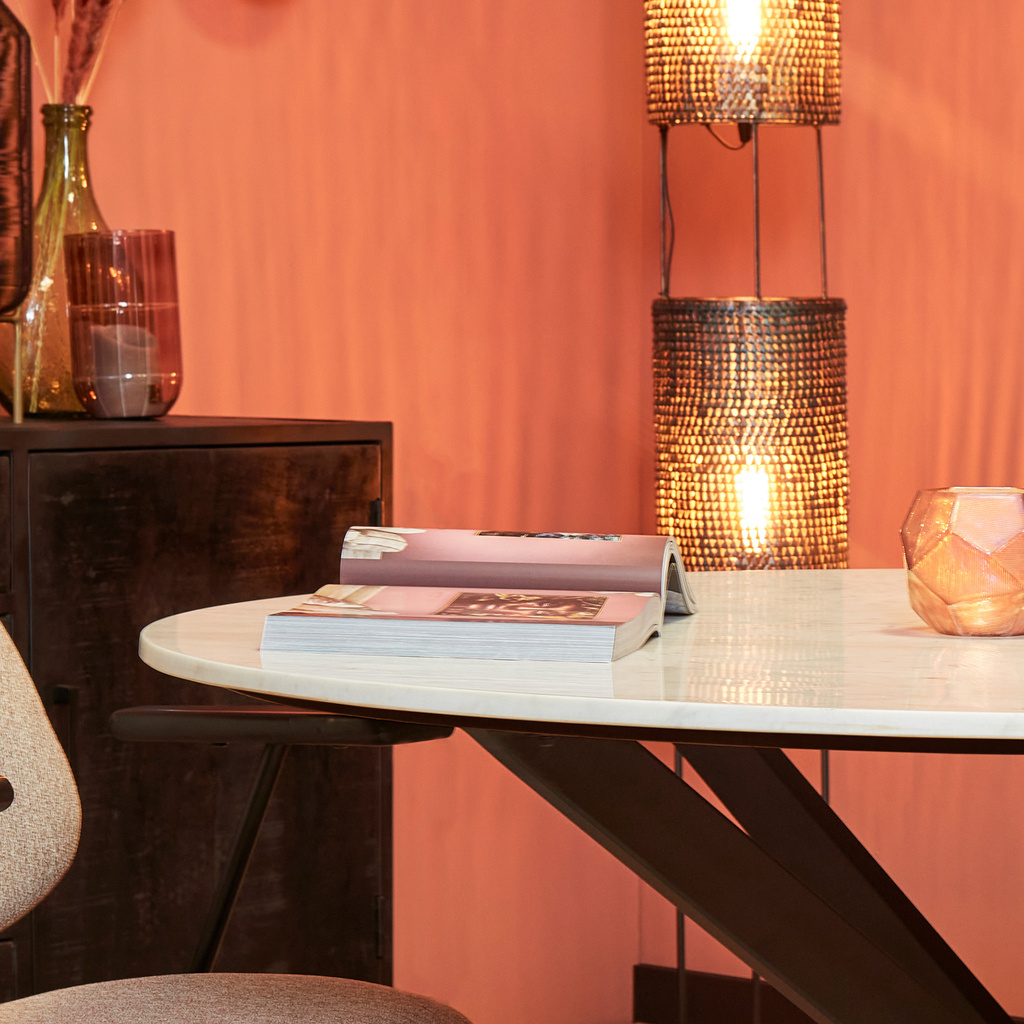 Starfurn Eettafel Lynn | Rond | Wit Marmer | 130 CM