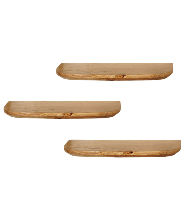 Starfurn Wandplank Gusta Naturel | Mangohout | Set van 3