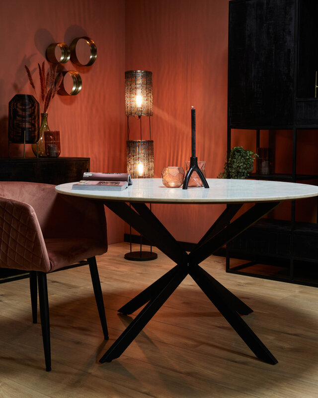 Starfurn Eettafel Lynn | Rond | Wit Marmer | 130 CM