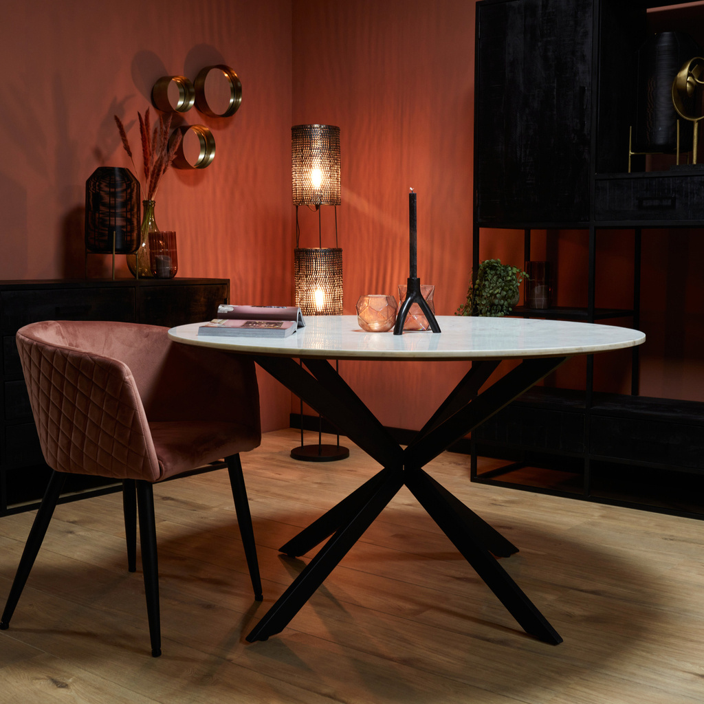 Starfurn Eettafel Lynn | Rond | Wit Marmer | 130 CM