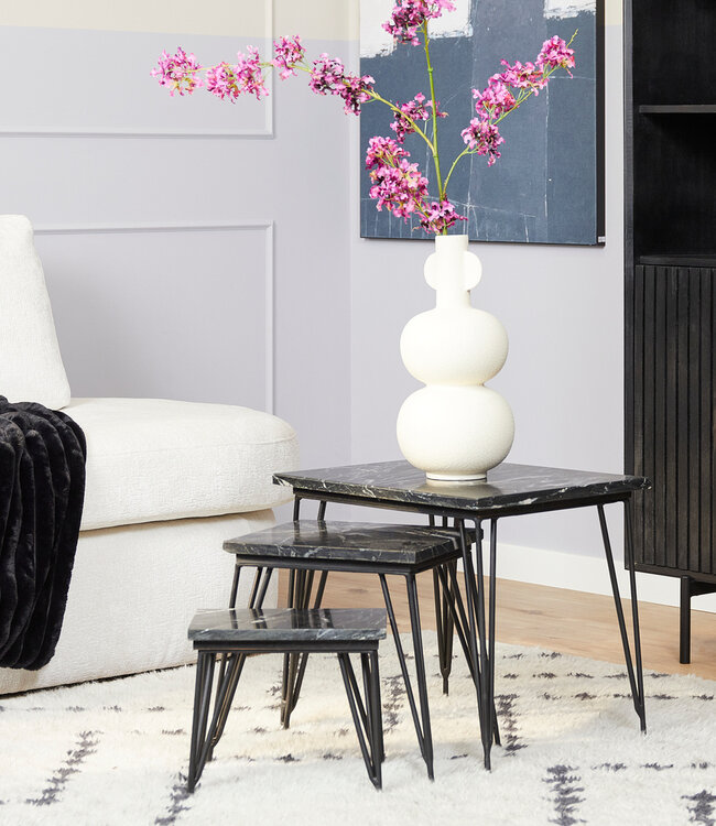 Starfurn Salontafel set Jala | Zwart marmer | 50 cm