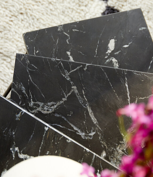 Starfurn Salontafel set Jala | Zwart marmer | 50 cm