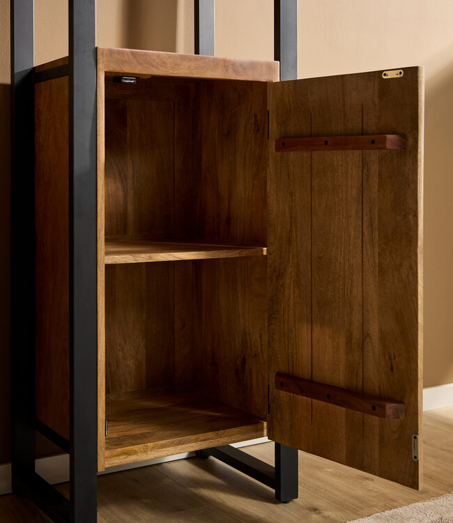 Starfurn Boekenkast Boaz | Mangohout | 1 deur | 200x55x45 cm