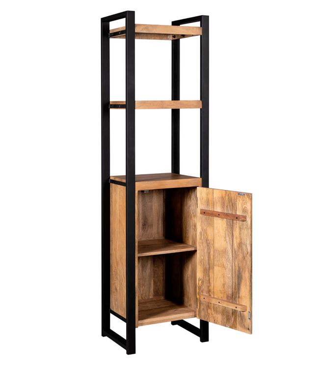 Starfurn Boekenkast Boaz | Mangohout | 1 deur | 200x55x45 cm