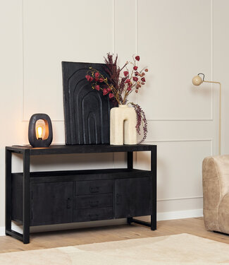 Starfurn Dressoir Boaz | Zwart | Mangohout | 80x135x45 cm