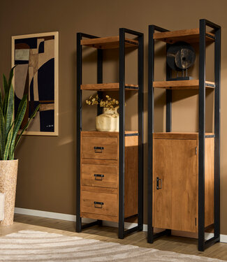 Starfurn Boekenkast Boaz | Mangohout | 3 lades | 200x55x45 cm