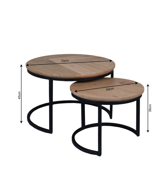 Starfurn Salontafel Otik Natuurlijk Eiken | 70 cm | Set Van 2