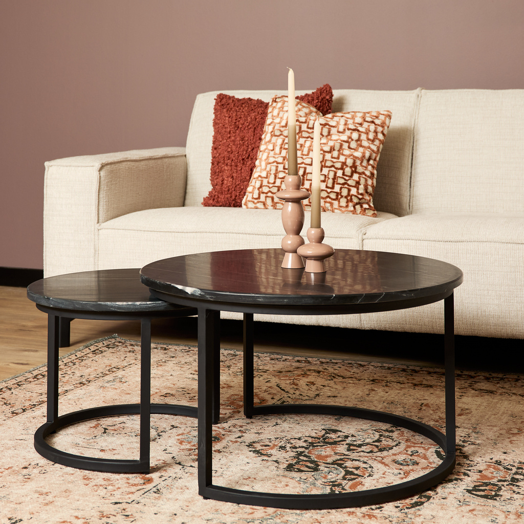 Starfurn Salontafel Nova | Set van 2 | Rond | Zwart marmer