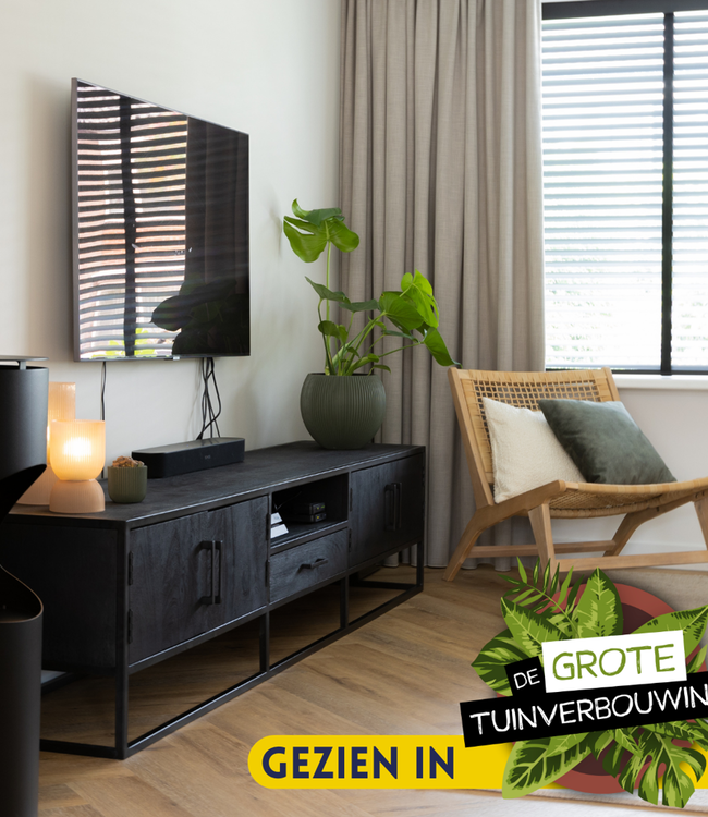 Starfurn Tv-meubel Denver Zwart 240 cm | Mangohout en staal