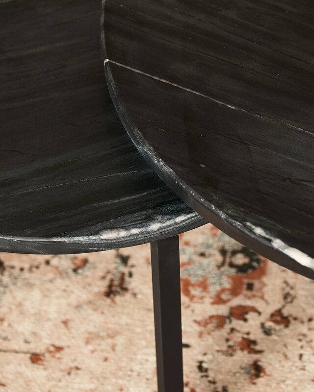 Starfurn Salontafel Nova | Set van 2 | Rond | Zwart marmer
