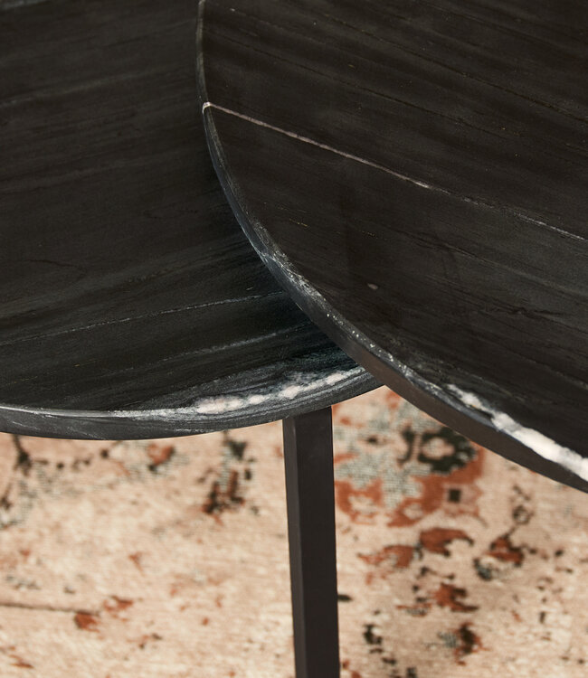 Starfurn Salontafel Nova | Set van 2 | Rond | Zwart marmer