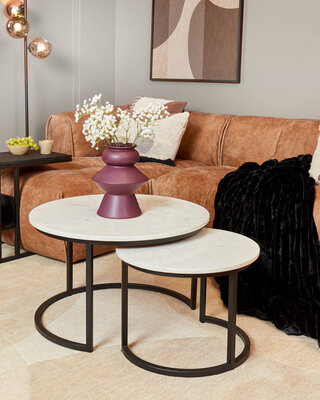 Starfurn Salontafel Nova | Set van 2 | Rond | Wit marmer